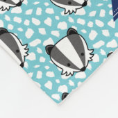 Couverture Polaire Gris blanc bleu - motif de blaireau - nom (Coin)