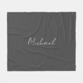 Couverture Polaire Gris blanc manuscrit minimaliste Votre nom (Devant (Horizontal))