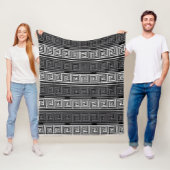 Couverture Polaire Gris Blanc Noir Clé grecque Fret Motif Design