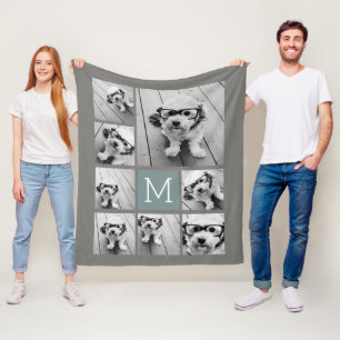 Couverture Polaire Gris bleu Instagram 8 Photo Collage PEUT modifier