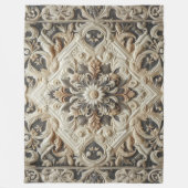 Couverture Polaire Gris Crème Matelassé Orné Arabesque (Devant)