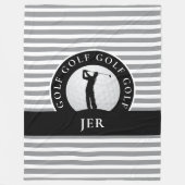 Couverture Polaire Gris De Golfeur Monogramme Gris Bandes Noires Pour (Devant)