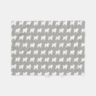 Couverture Polaire Gris de motif de silhouettes de Bichon Frise