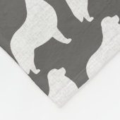 Couverture Polaire Gris de motif de silhouettes de Grands Pyrénées (Coin)