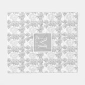 Couverture Polaire Gris et blanc Imaginaire Floral Monogramme (Devant (Horizontal))