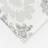 Couverture Polaire Gris et blanc Imaginaire Floral Monogramme (Coin)