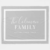 Couverture Polaire Gris et blanc Moderne Agritourisme Famille Monogra (Devant (Horizontal))