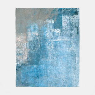 Couverture Polaire Gris et Bleu Art Abstrait Peinture abstraite, pein