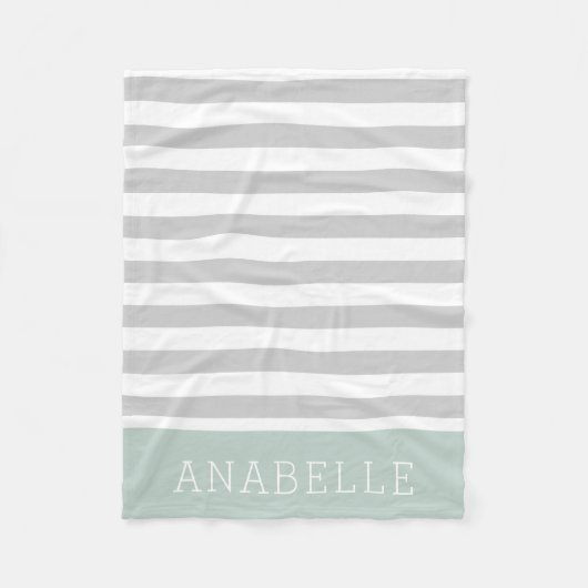 Couverture Polaire Gris et pinces Monogramme | Couleurs modifiables (Devant)