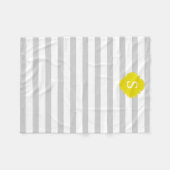 Couverture Polaire Gris et rayures jaunes Monogramme (Devant (Horizontal))