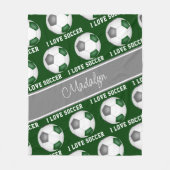 Couverture Polaire gris girly J'aime le motif texte de football (Devant)