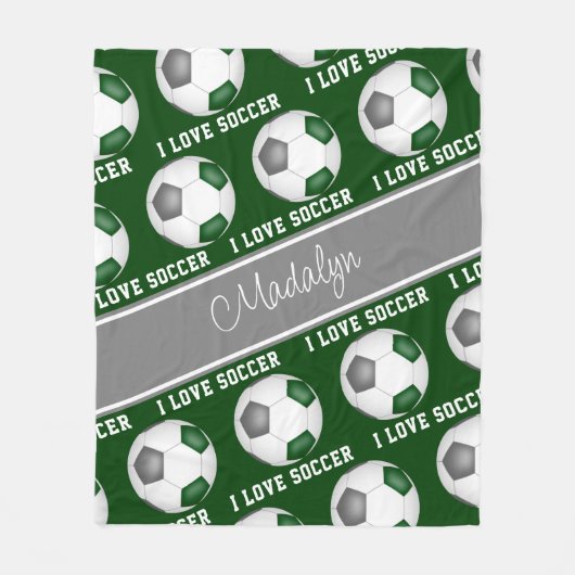 Couverture Polaire gris girly J'aime le motif texte de football (Devant)