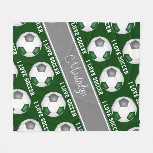 Couverture Polaire gris girly J'aime le motif texte de football (Devant (Horizontal))