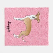 Couverture Polaire Gris Italien Blanc Et Faune Sur Coeurs Rose (Devant (Horizontal))