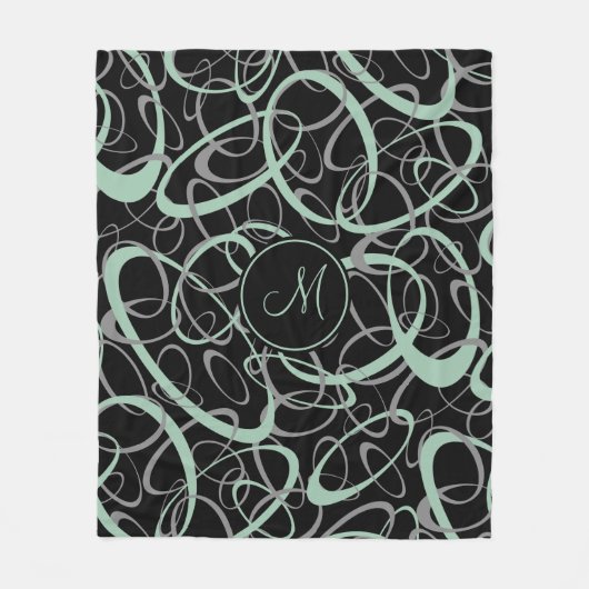 Couverture Polaire gris jade gris noir mod rétro motif (Devant)