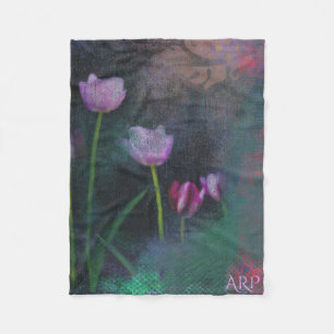 Couverture Polaire *~* Gris Lavande Tulipe rose Grunge Vintage Shabby