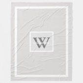 Couverture Polaire Gris moderne simple initial et nom Fleece Blanche (Devant)