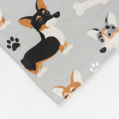 Couverture Polaire Gris Motif de Corgi (Coin)