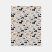 Couverture Polaire Gris Motif de Corgi (Devant)