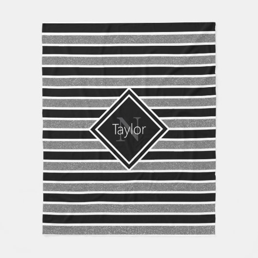 Couverture Polaire Gris noir Parties scintillant rayures Nom du monog (Devant)