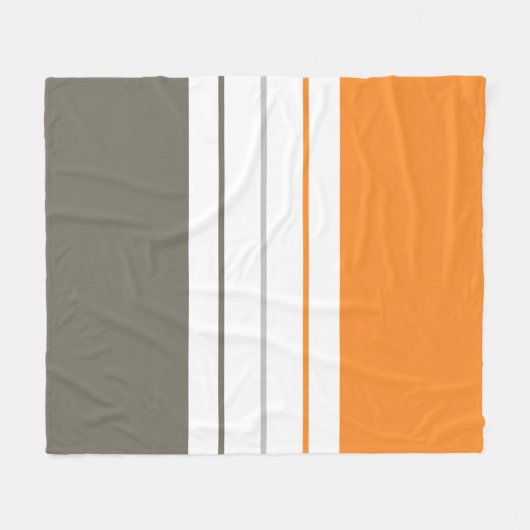 Couverture Polaire Gris orange moderne rayures automnales (Devant (Horizontal))