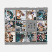 Couverture Polaire Gris personnalisé 11 Photo Collage Blanche polaire (Devant (Horizontal))