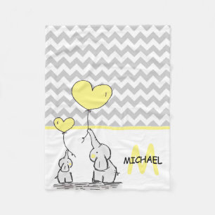 Couverture Polaire Gris personnalisé Chevron de jaune d'éléphant d