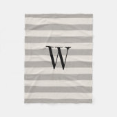 Couverture Polaire Gris rayures Monogramme | Ferme moderne (Devant)