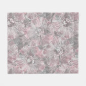 Couverture Polaire Gris rose, grandes fleurs design (Devant (Horizontal))