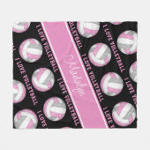 Couverture Polaire gris rose J'aime volleyball texte motif (Devant (Horizontal))