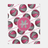 Couverture Polaire gris rose Le terrain de basket est mon joyeux endr (Devant)