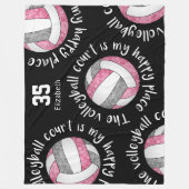 Couverture Polaire gris rose le terrain de volley est mon endroit heu (Devant)