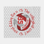 Couverture Polaire gris rouge Le terrain de volley est mon endroit he (Devant (Horizontal))