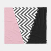Couverture Polaire Gris Zigzag, Gris Chevron, Motif Zigzag, Rose (Devant (Horizontal))