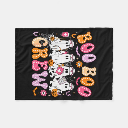 Couverture Polaire Groovy Boo Boo Crew Nurse Funny Ghost Women Hallow (Devant (Horizontal))