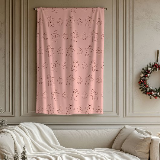 Couverture Polaire Groovy Christmas Retro Pastel Pink Burgundy 70th