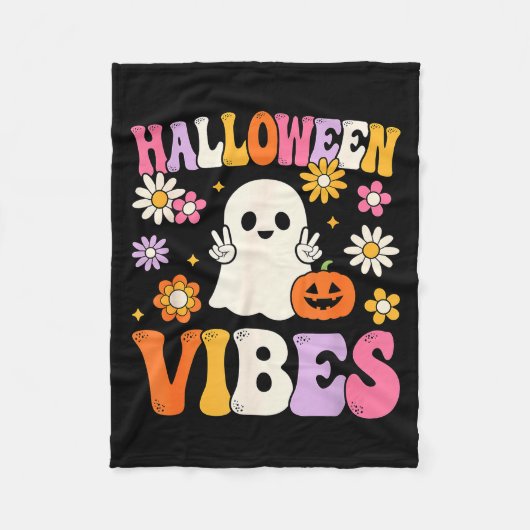 Couverture Polaire Groovy Halloween Vibes Costume Ghost Pumpkin  (Devant)