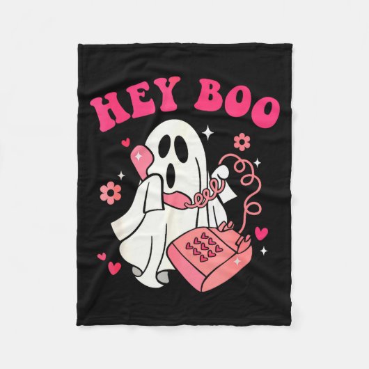 Couverture Polaire Groovy Hey Boo Cute Ghost Funny Halloween Mens Wom (Devant)