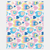 Couverture Polaire Groovy Modern Cute Pastel Pink Blue Yellow Hearts. (Devant)