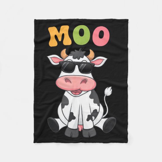 Couverture Polaire Groovy Moo Cow - Funny Farmer Cow Men Women Kids B (Devant)