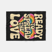 Couverture Polaire Groovy Retro Rainbow Heart Sitive Valentine Messag (Devant (Horizontal))