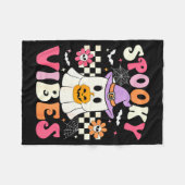 Couverture Polaire Groovy Soky Vibes Retro Ghost Holding Pumpkin Hall (Devant (Horizontal))