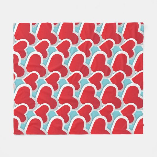 Couverture Polaire Gros Coeurs rouges gras dans un Motif répétitif (Devant (Horizontal))