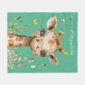Couverture Polaire Grosse Giraffe Gros yeux Papillons abeilles (Devant (Horizontal))