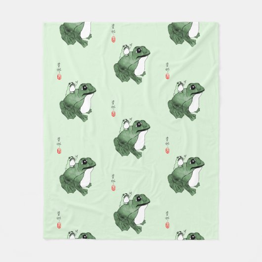 Couverture Polaire Grosse grenouille Petit crapaud japonais 19e siècl (Devant)