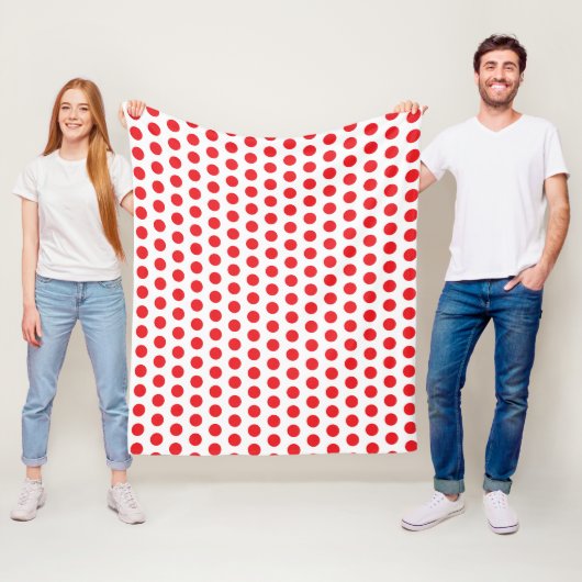 Couverture Polaire Grosse serviette Pois rouge (En situation)