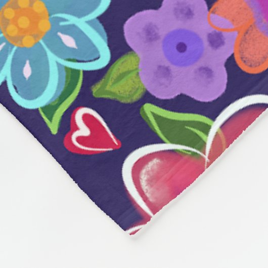Couverture Polaire Grosses Fleurs Boho Beau (Coin)