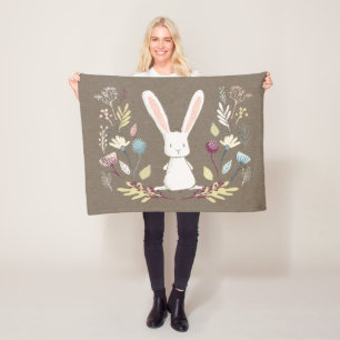 Couverture Polaire Grotte de lapin Blanche bébé - Petit lapin
