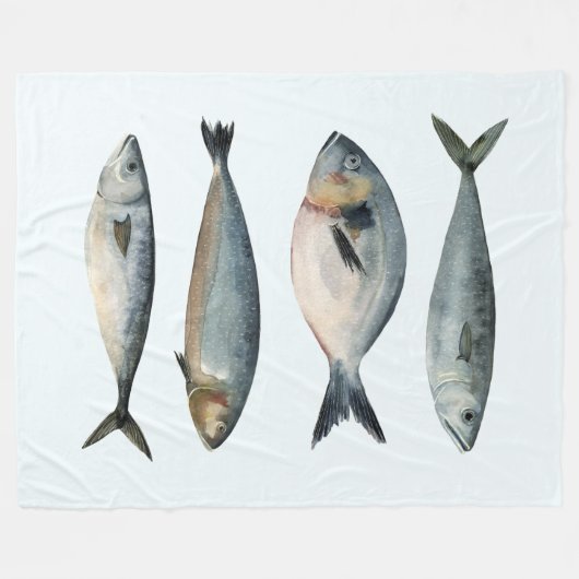 Couverture Polaire Groupe de quatre poissons (Devant (Horizontal))