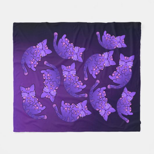 Couverture Polaire Groupe mignon pourpre Neon Kitten (Devant (Horizontal))